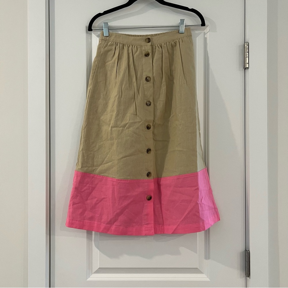 NWT Khaki and Pink Midi Dress from J. Crew